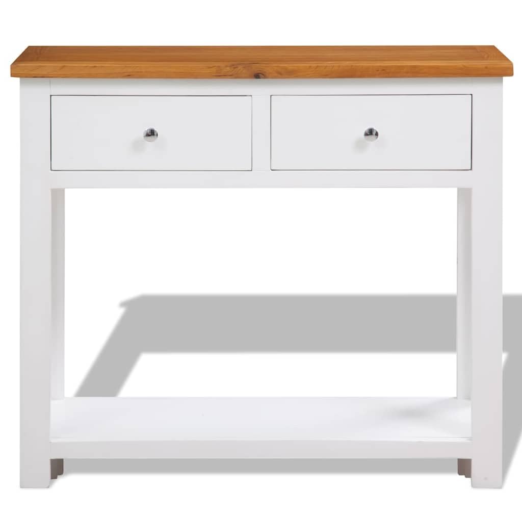 Solid Oak Wood Console Table with 2 Drawers B662035