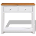 Solid Oak Wood Console Table with 2 Drawers B662035