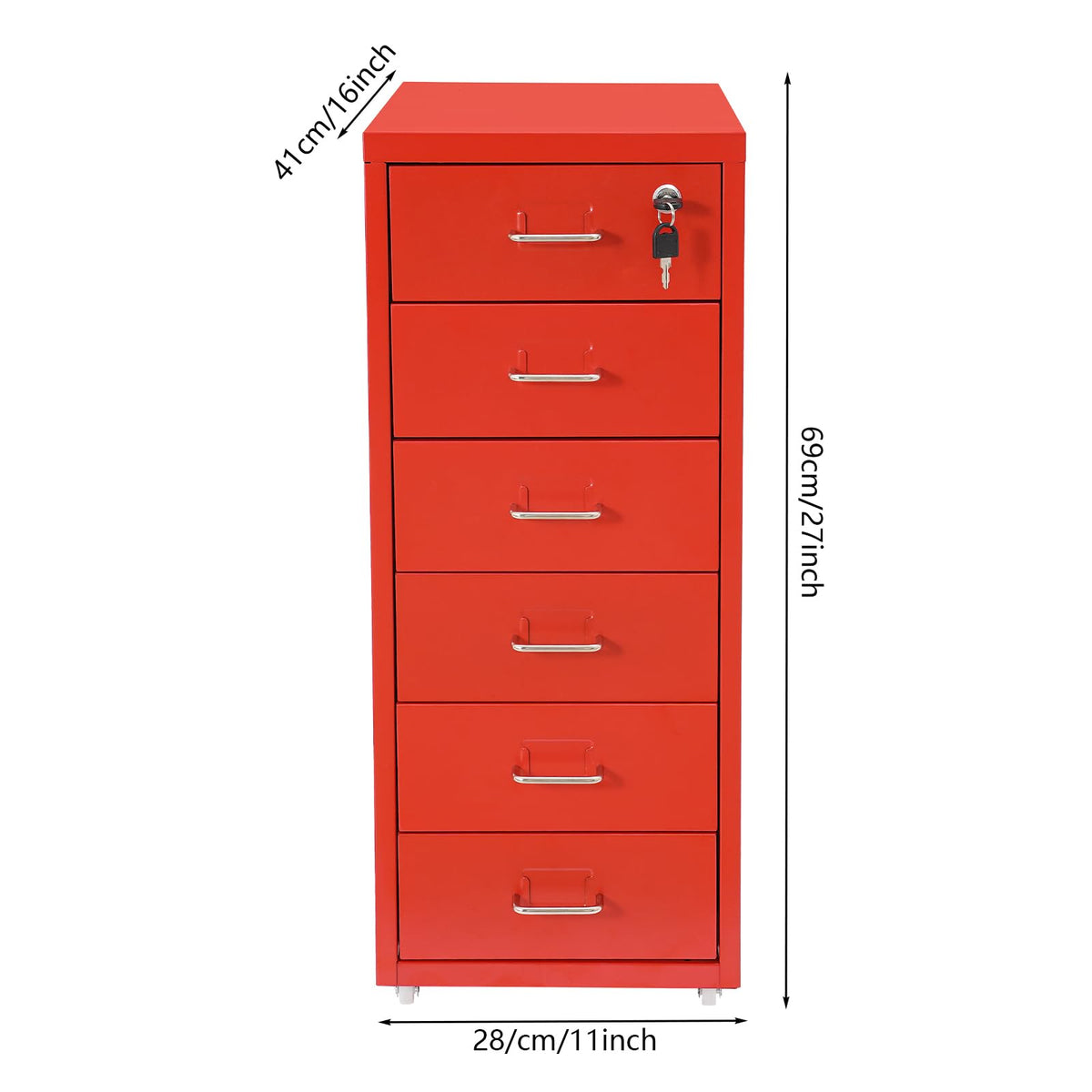 6 Drawer Metal Rolling File Cabinet with Lock J738