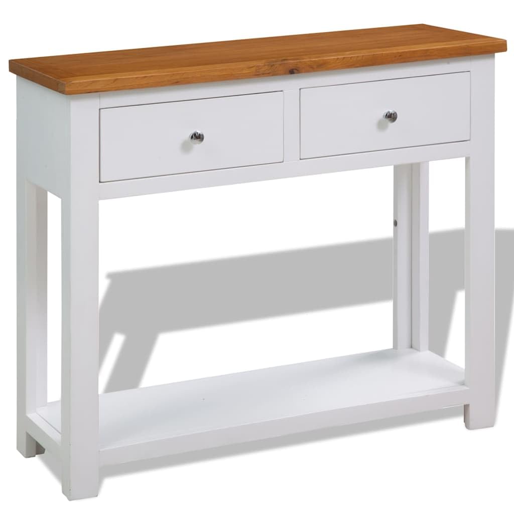 Solid Oak Wood Console Table with 2 Drawers B662035