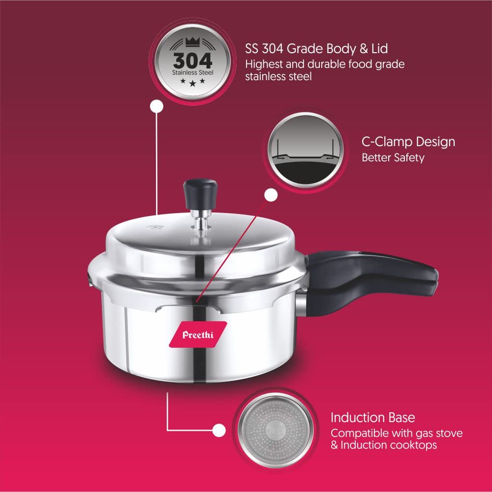 Stainless Steel Outer Lid Pressure Cooker, 3 Litres S214