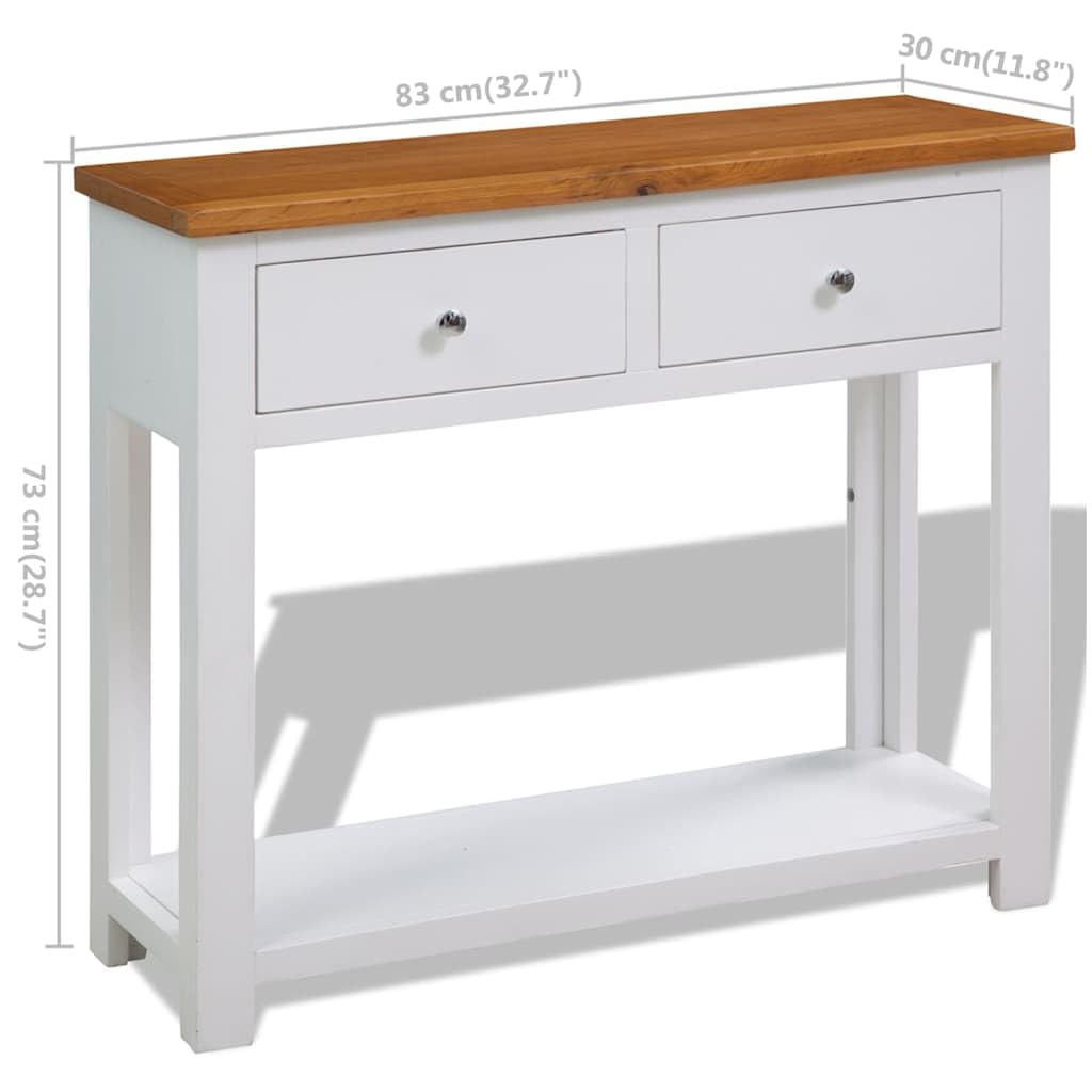 Solid Oak Wood Console Table with 2 Drawers B662035