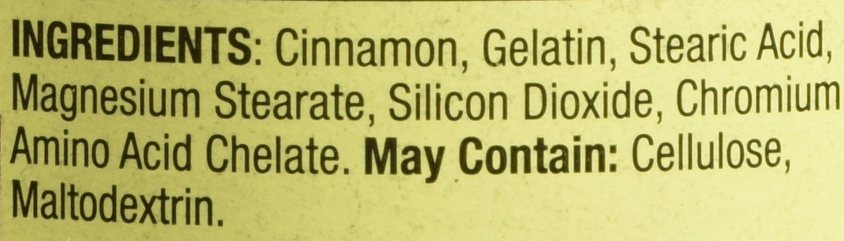 Cinnamon 500mg Plus Chromium 2 Bottles of 180 Capsules V2096