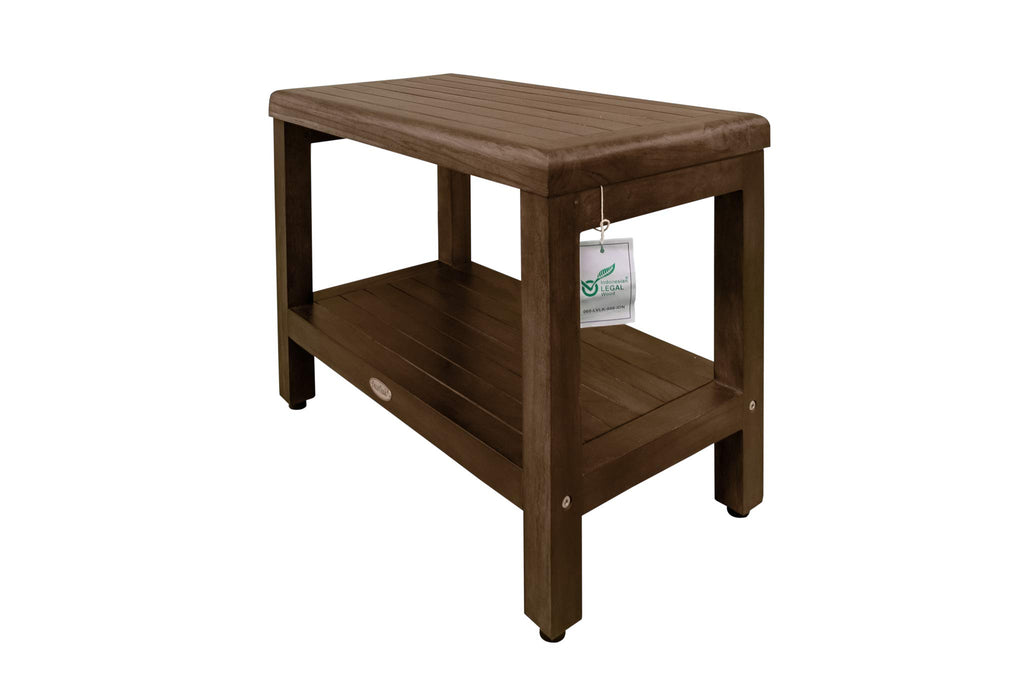 24" Teak Shower Bench with Shelf U54418