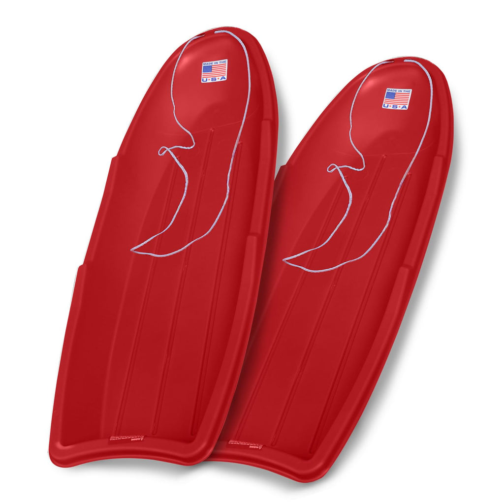 Red 48 Inch Plastic Toboggan Snow Sled Z2391