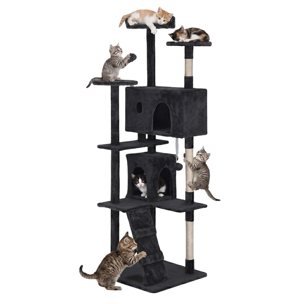 70" Dark Gray Cat Tree Tower W435260