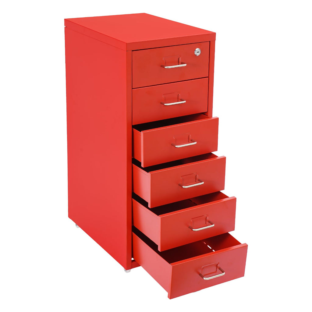 6 Drawer Metal Rolling File Cabinet with Lock J738