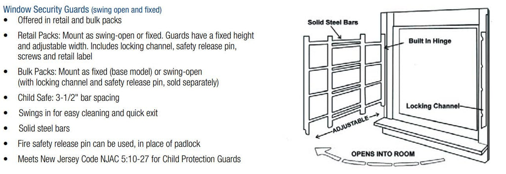 White 3-Bars Adjustable Width Window Safety Guard Q427