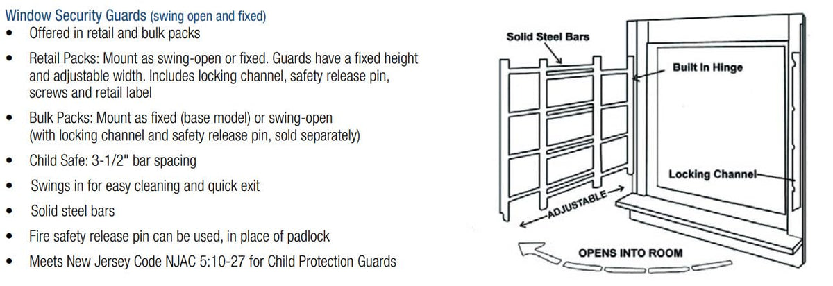 White 3-Bars Adjustable Width Window Safety Guard Q427