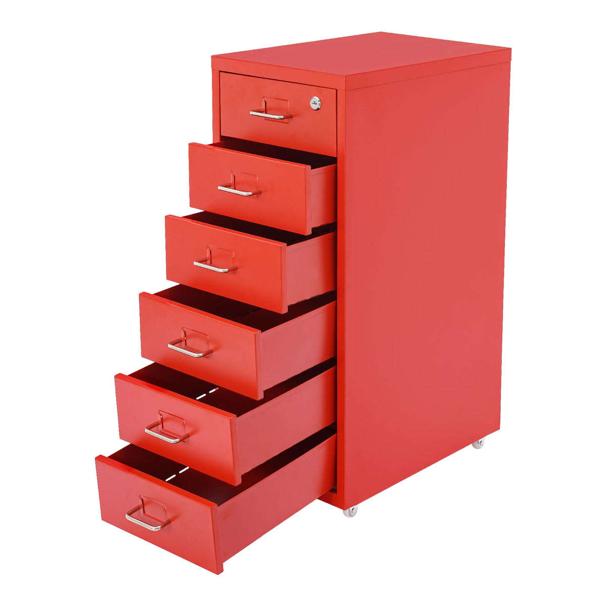 6 Drawer Metal Rolling File Cabinet with Lock J738