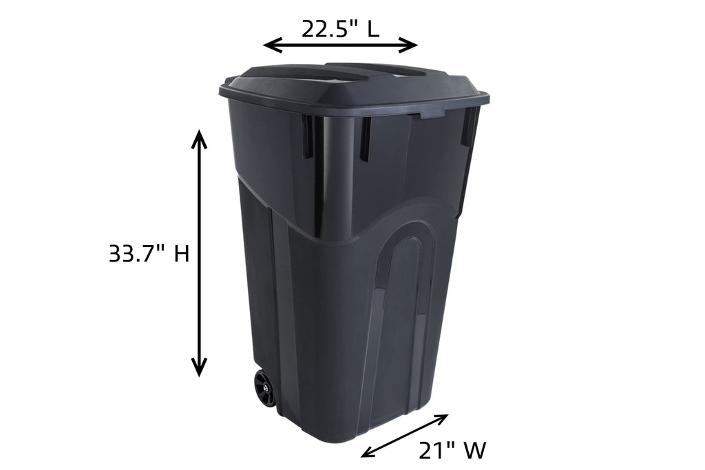 32 Gallon Black Wheeled Outdoor Garbage Can with Snap Lock Lid, 2 Pack U85225