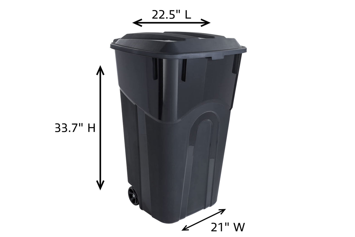 32 Gallon Black Wheeled Outdoor Garbage Can with Snap Lock Lid, 2 Pack U85225