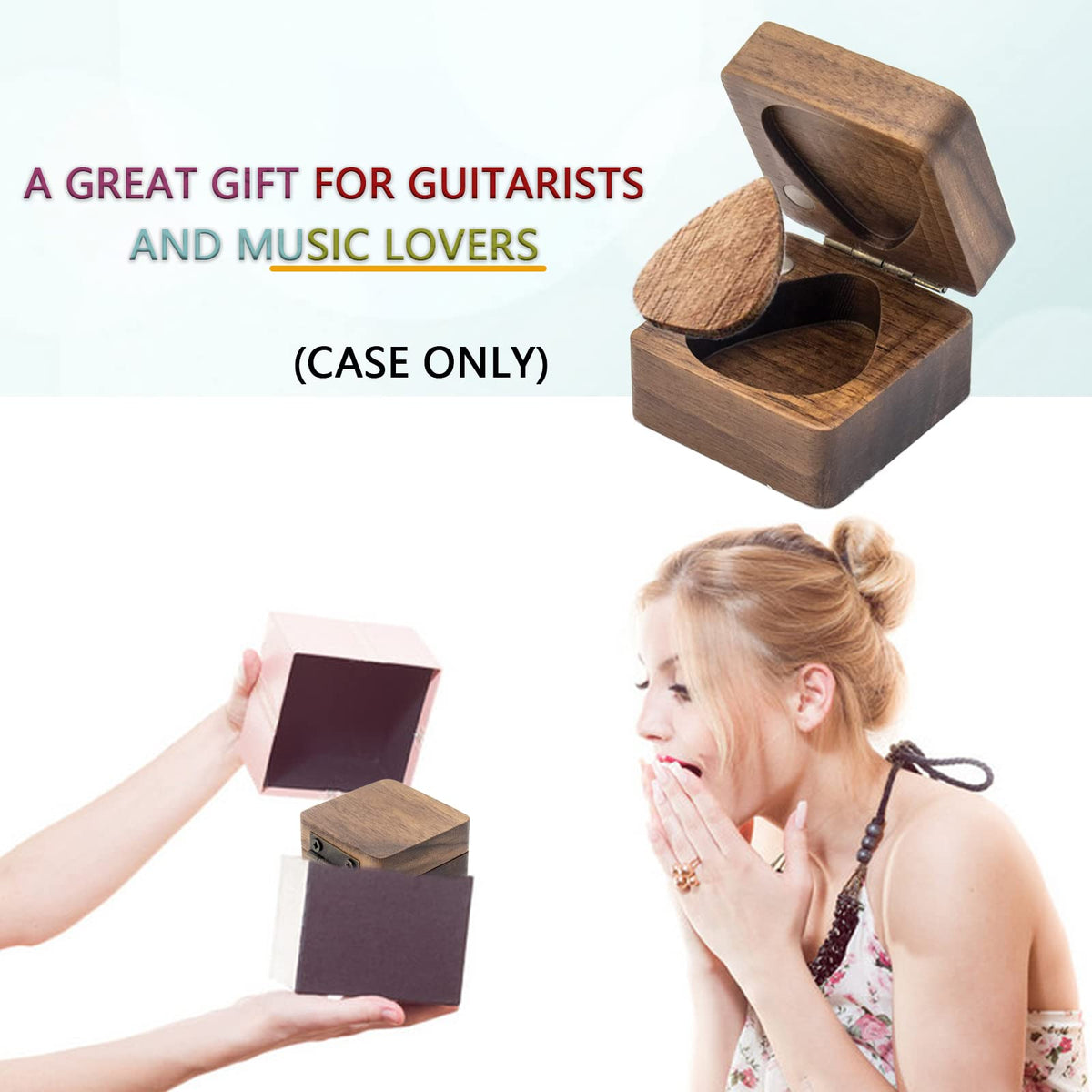Wooden Guitar Pick Case Holder D568