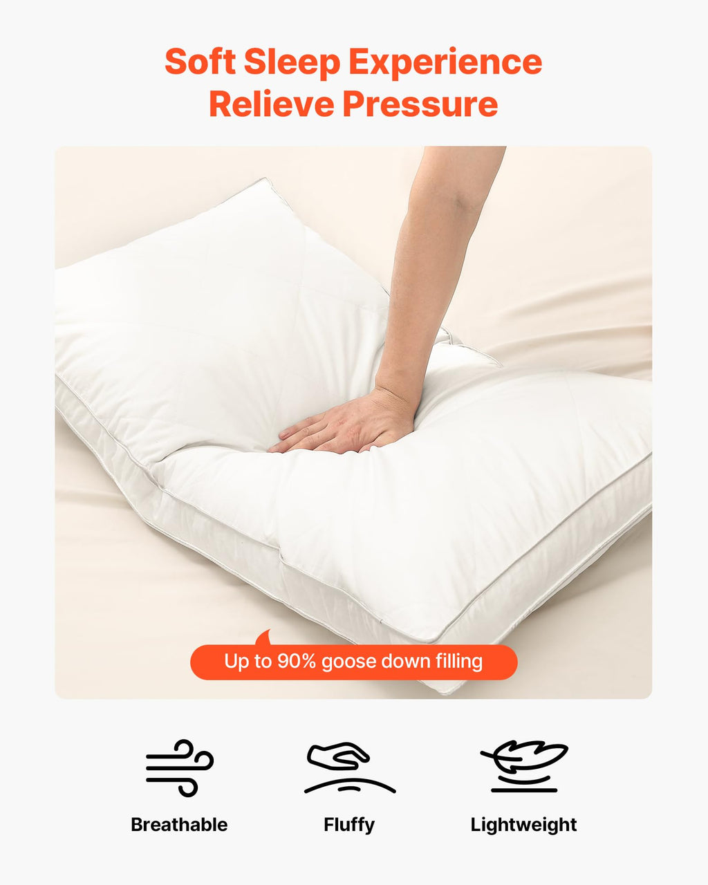 Queen Size White Set of 2 Bed Pillows M688