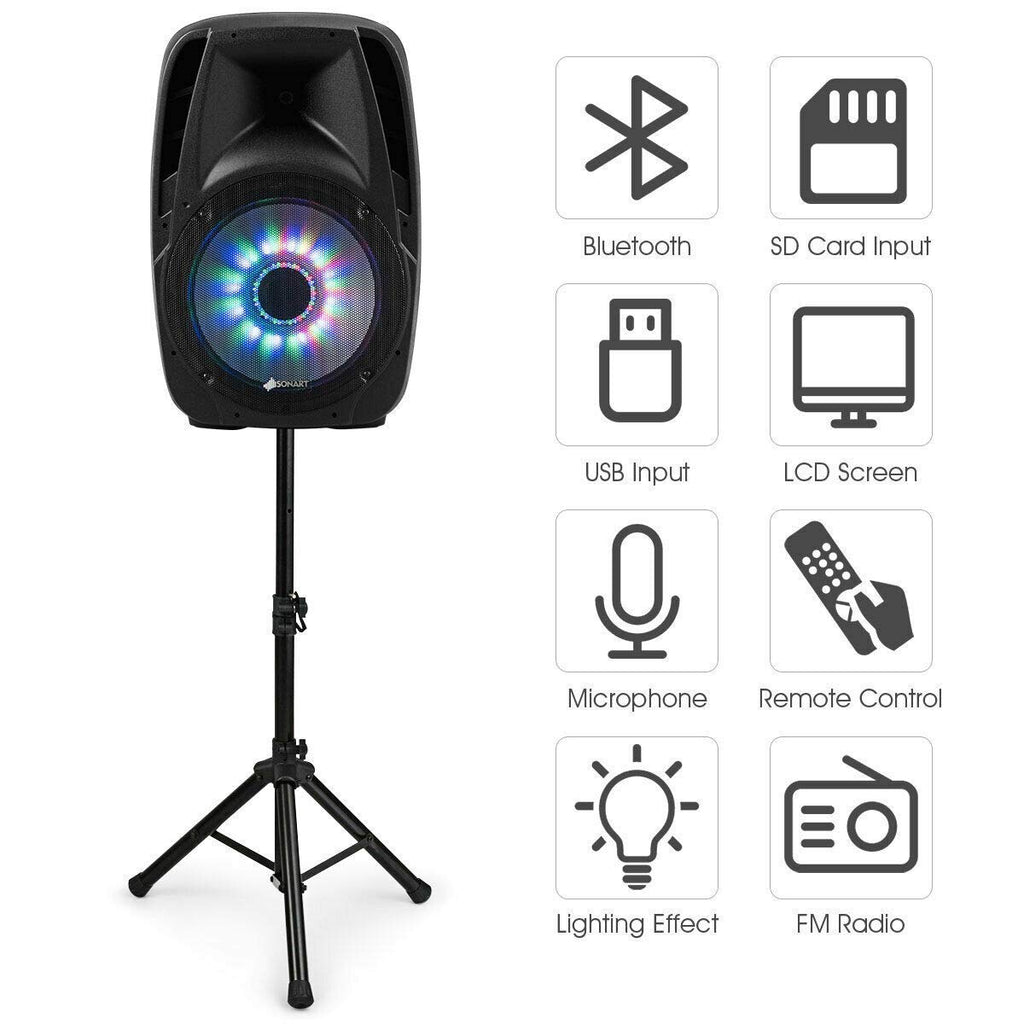15" 1500W 2-Way Portable PA Speaker System I7132