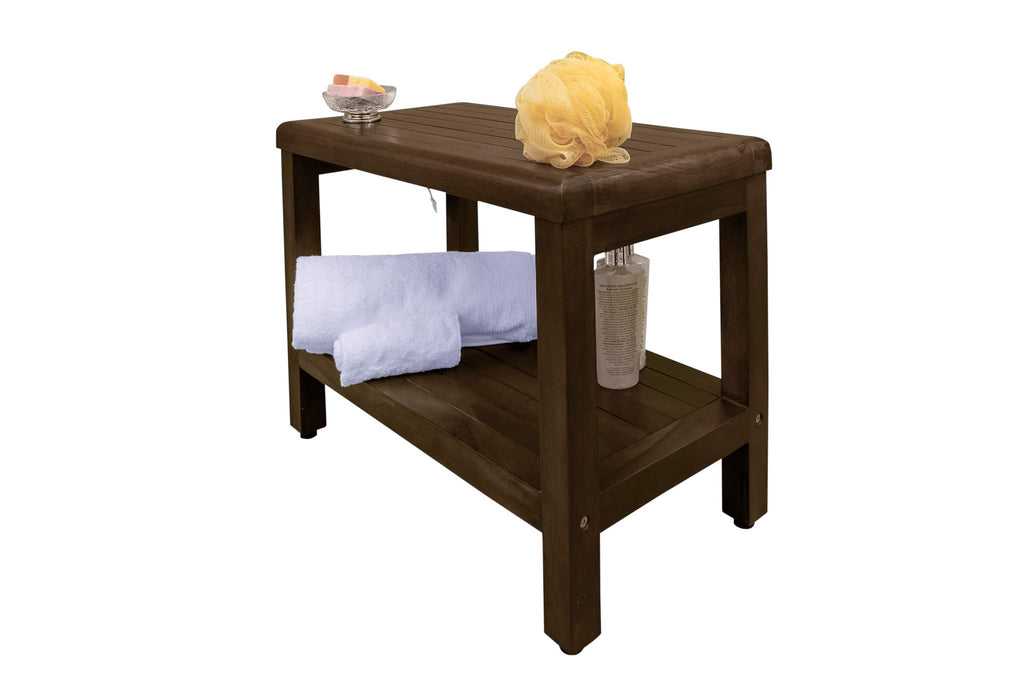 24" Teak Shower Bench with Shelf U54418