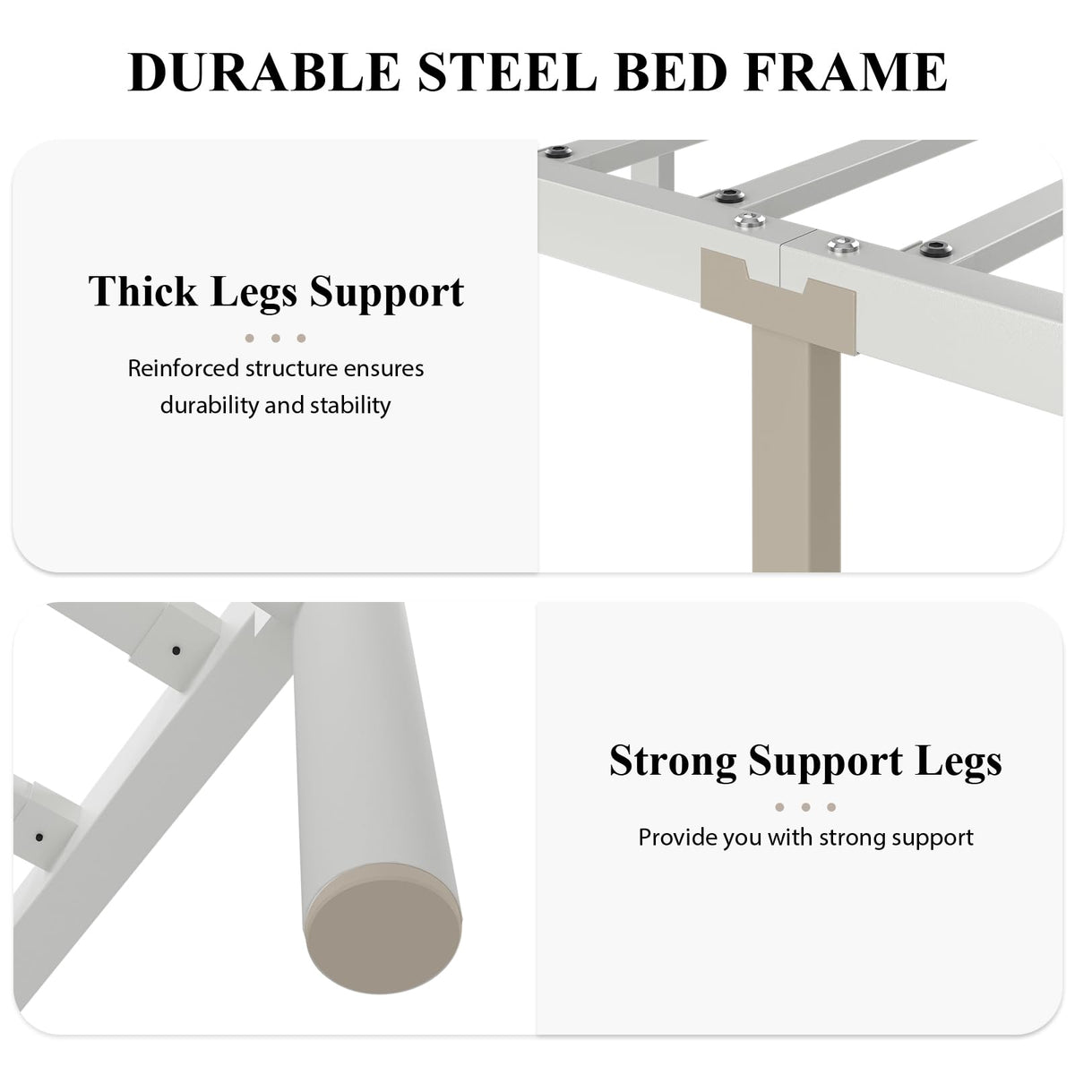 White Full Size Metal Platform Bed Frame S1326