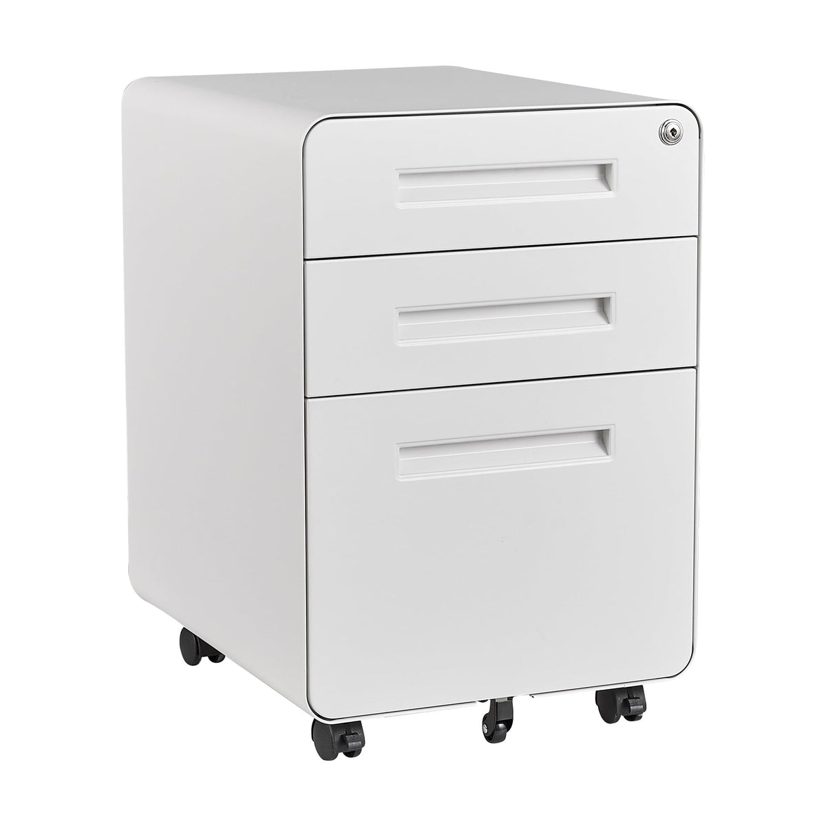 3 Drawer White Metal Filing Cabinet with Lock J7656