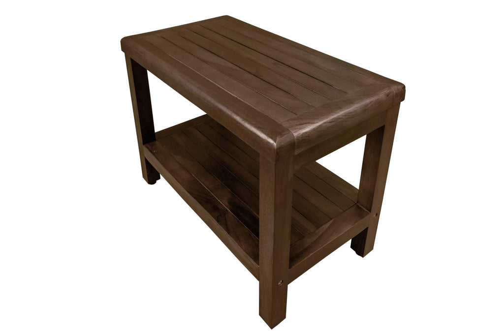 24" Teak Shower Bench with Shelf U54418