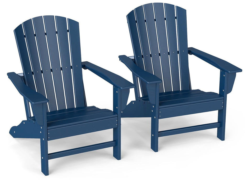 Oversized Adirondack Chairs Set of 2 HDPE All Weather Blue C41571