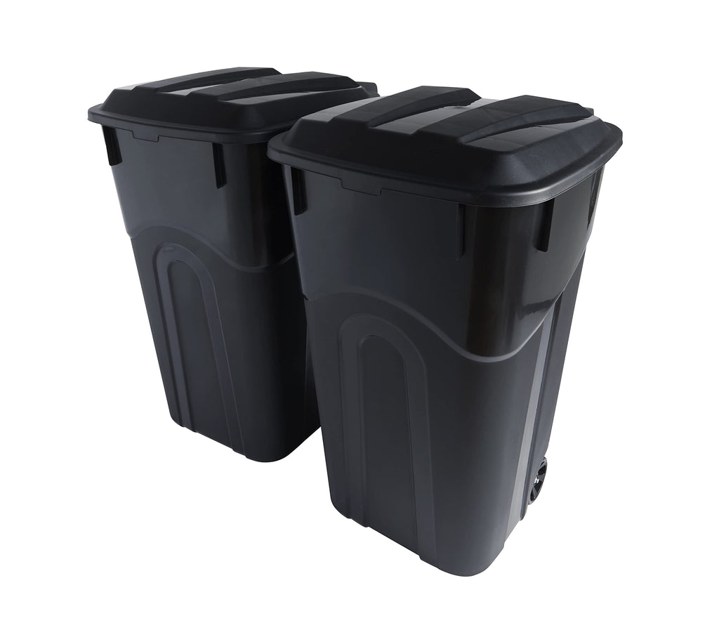 32 Gallon Black Wheeled Outdoor Garbage Can with Snap Lock Lid, 2 Pack U85225