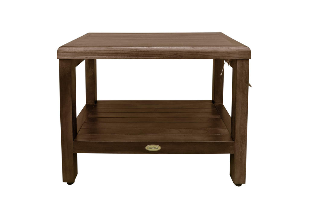 24" Teak Shower Bench with Shelf U54418