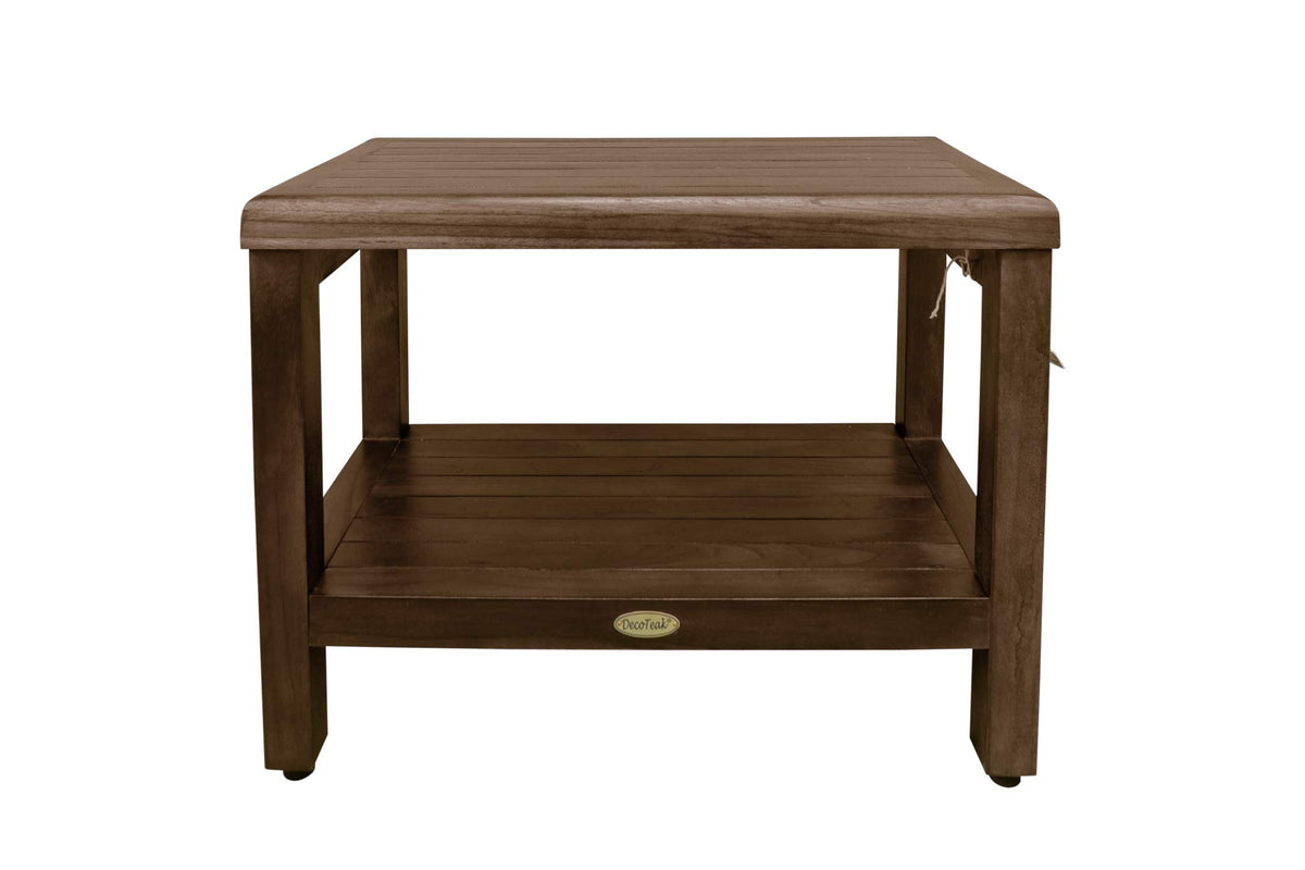 24" Teak Shower Bench with Shelf U54418
