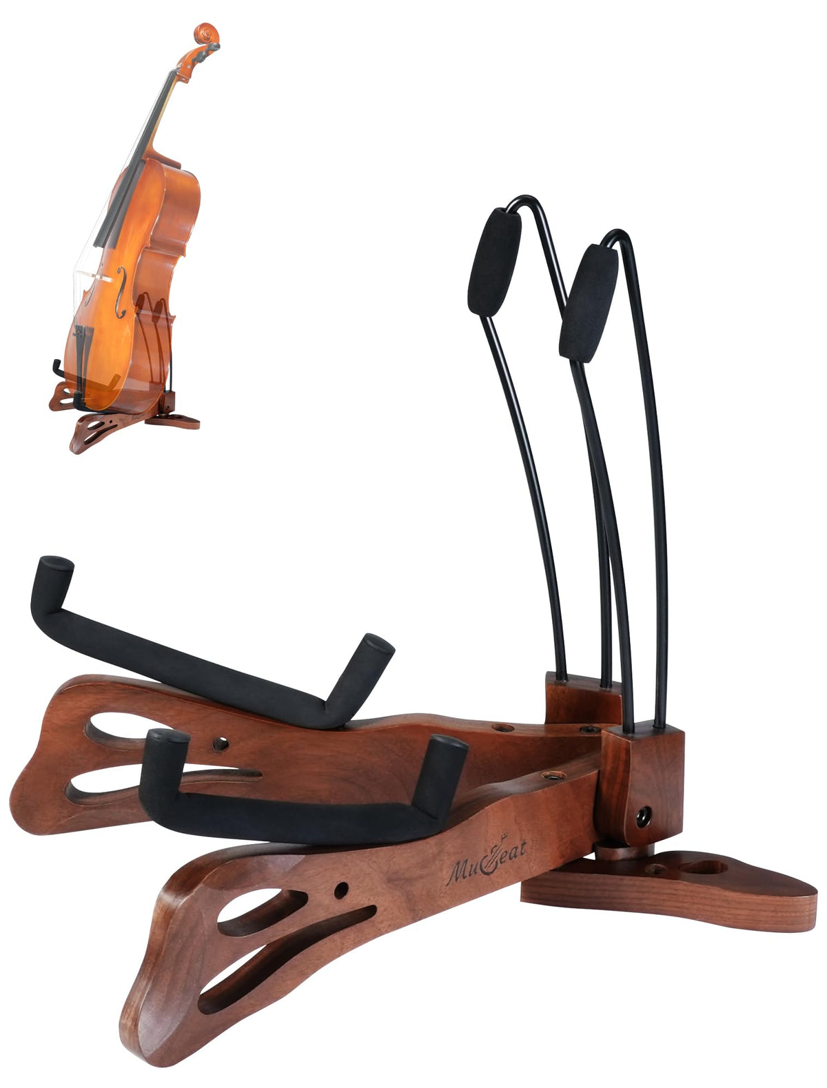 Walnut Cello Stand with Bow Holder X5460