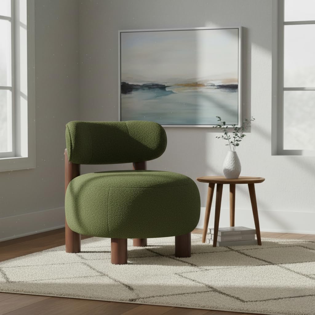 Green Boucle Accent Chair Set of 2 V8112