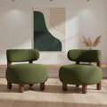 Green Boucle Accent Chair Set of 2 V8112