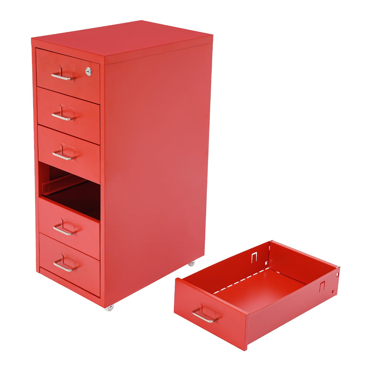 6 Drawer Metal Rolling File Cabinet with Lock J738