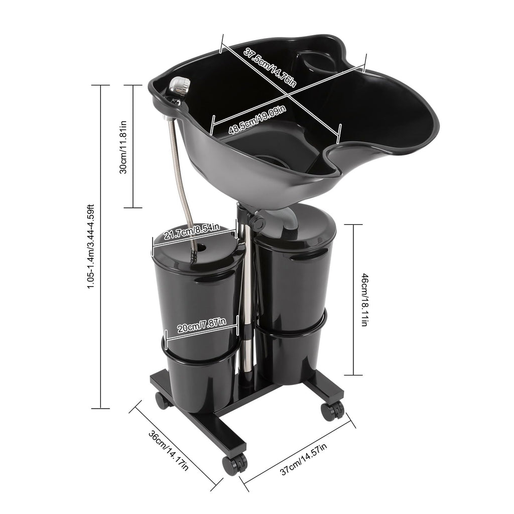 Portable Adjustable Plastic Shampoo Bowl with 2 Water Tanks D72106