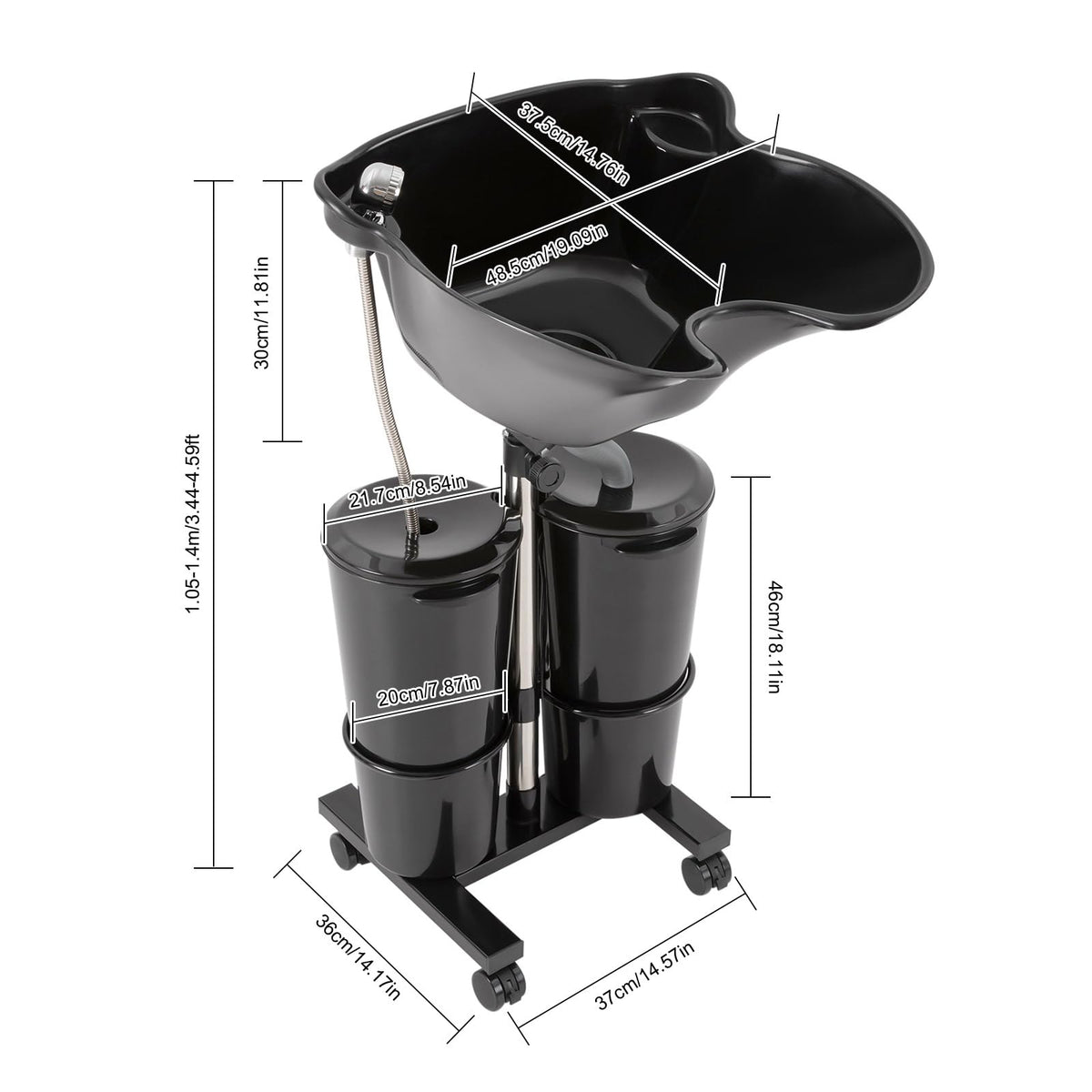 Portable Adjustable Plastic Shampoo Bowl with 2 Water Tanks D72106