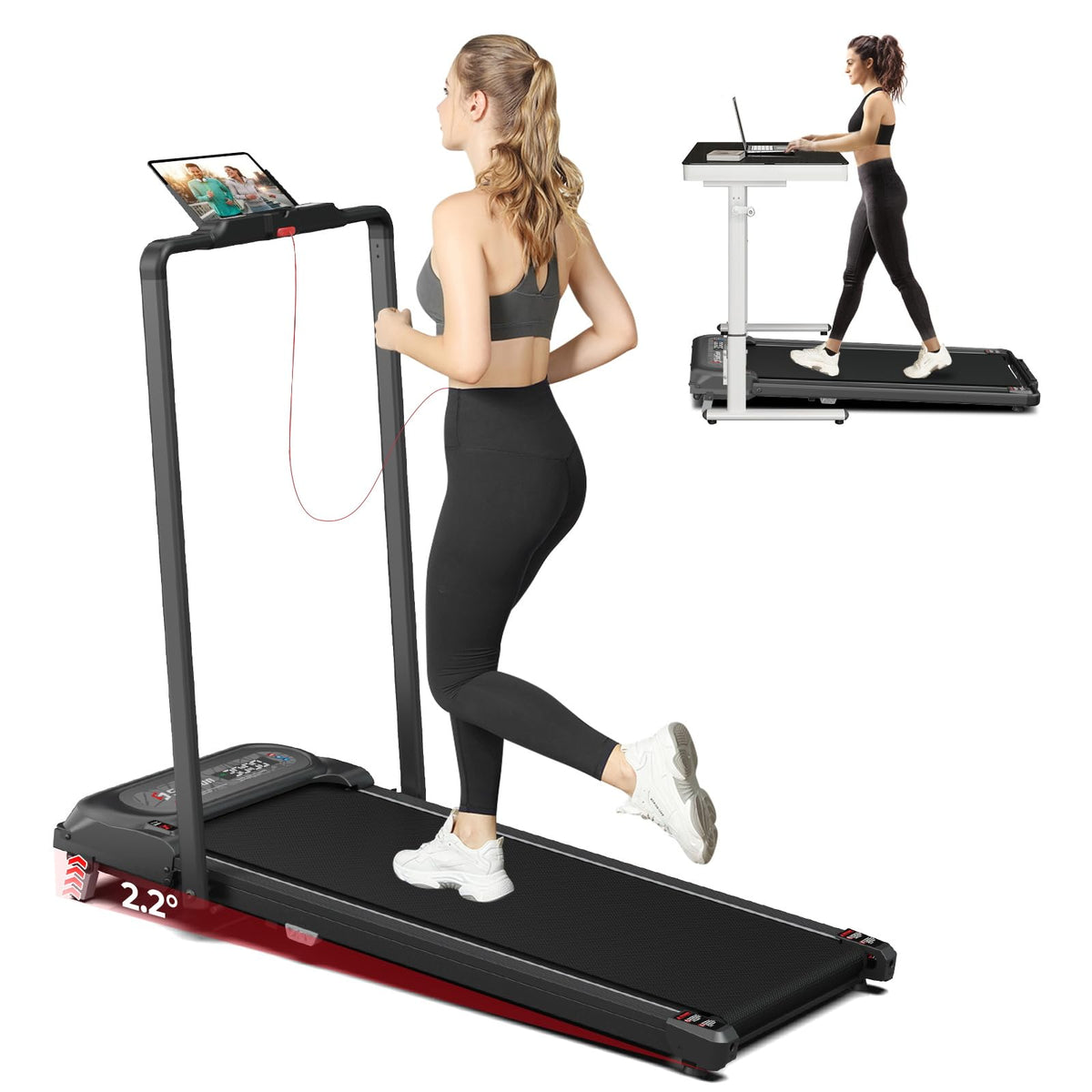 2 in 1 Folding Treadmill with Handle Bar W9041