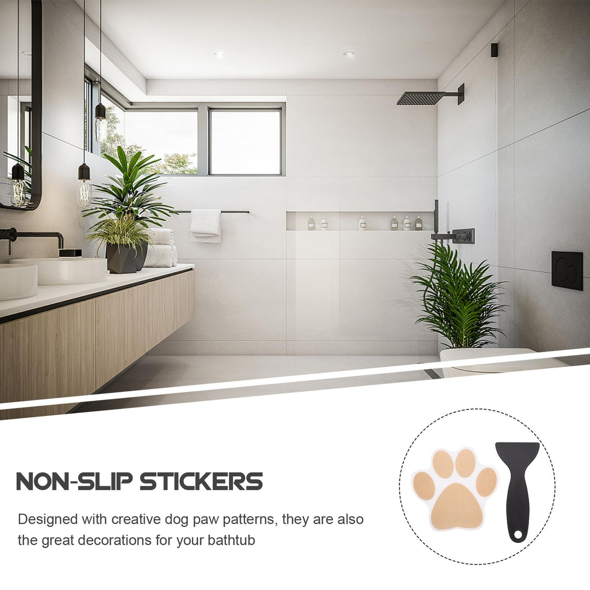 Dog Paw Non Slip Bathtub Stickers with Scraper J72232