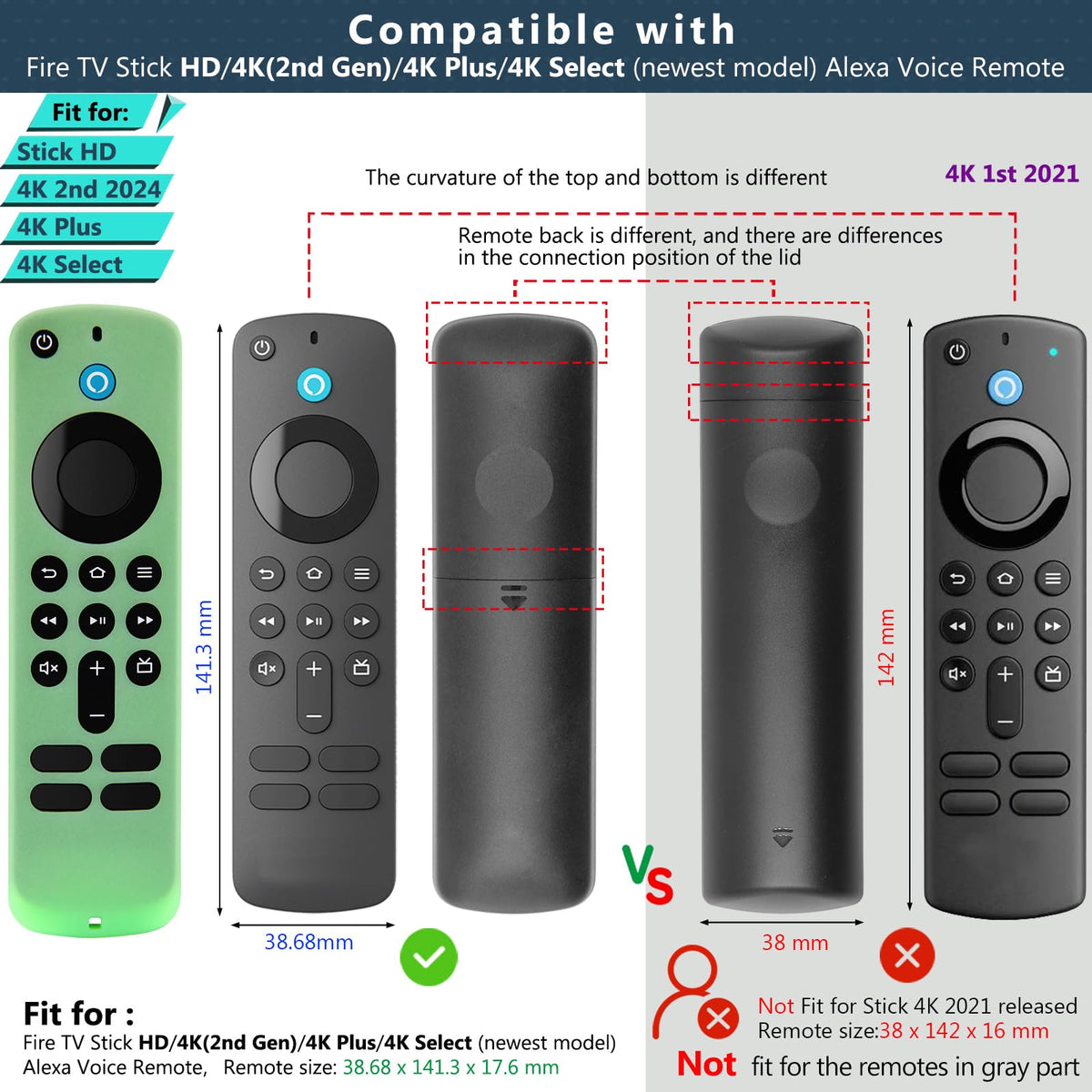 Remote Cover Case 2pcs Silicone Sleeve with Wrist Strap D60891
