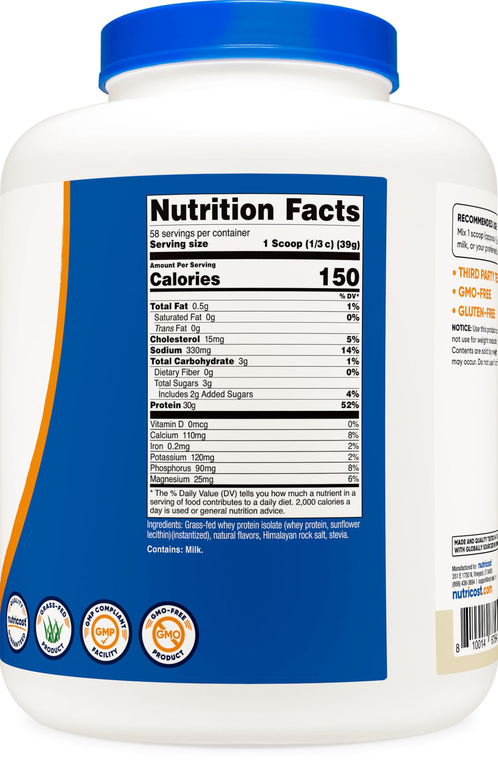 Grass-Fed Whey Protein Isolate Vanilla 5LBS V152