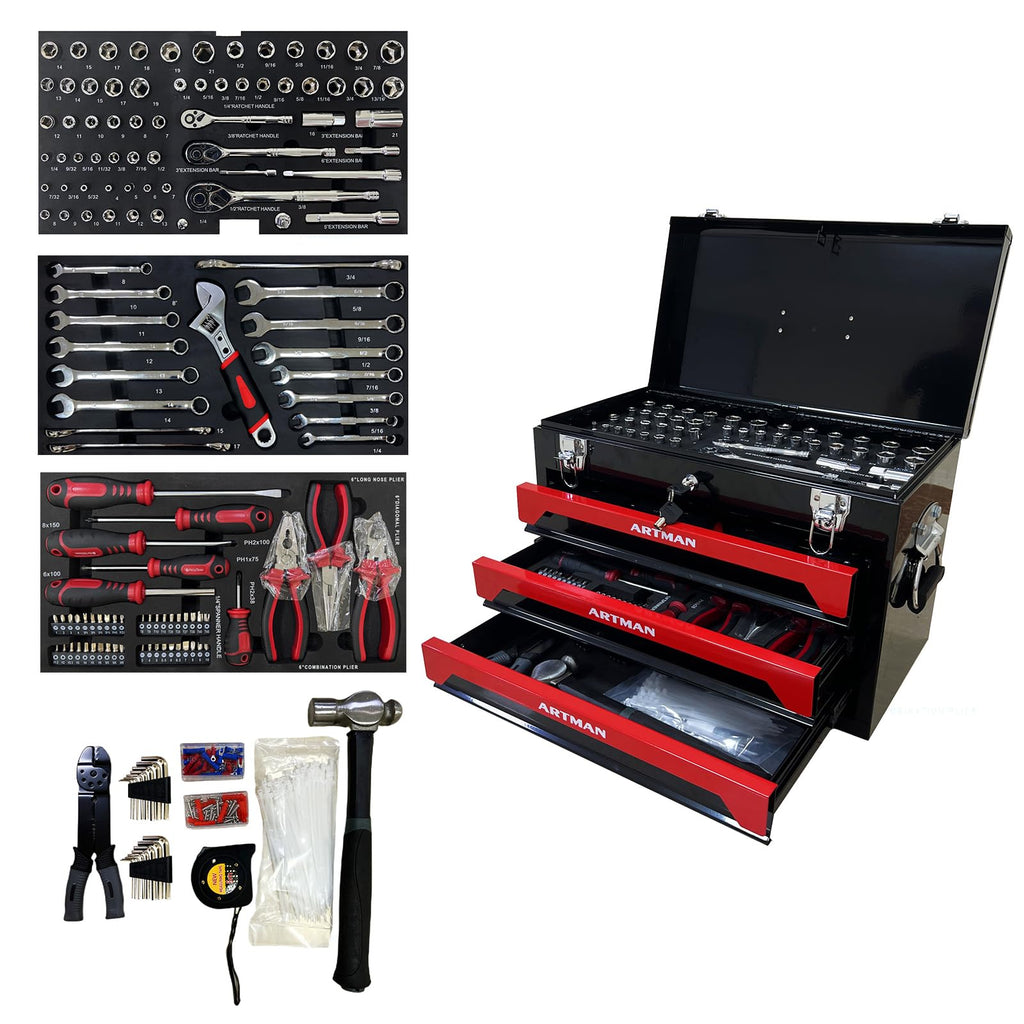 439-Piece Mechanic Tool Set in 3-Drawer Steel Box W3932