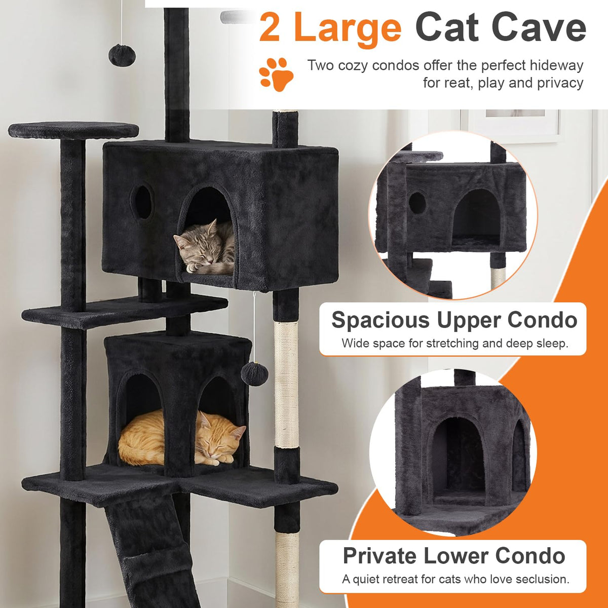 70" Dark Gray Cat Tree Tower W435260