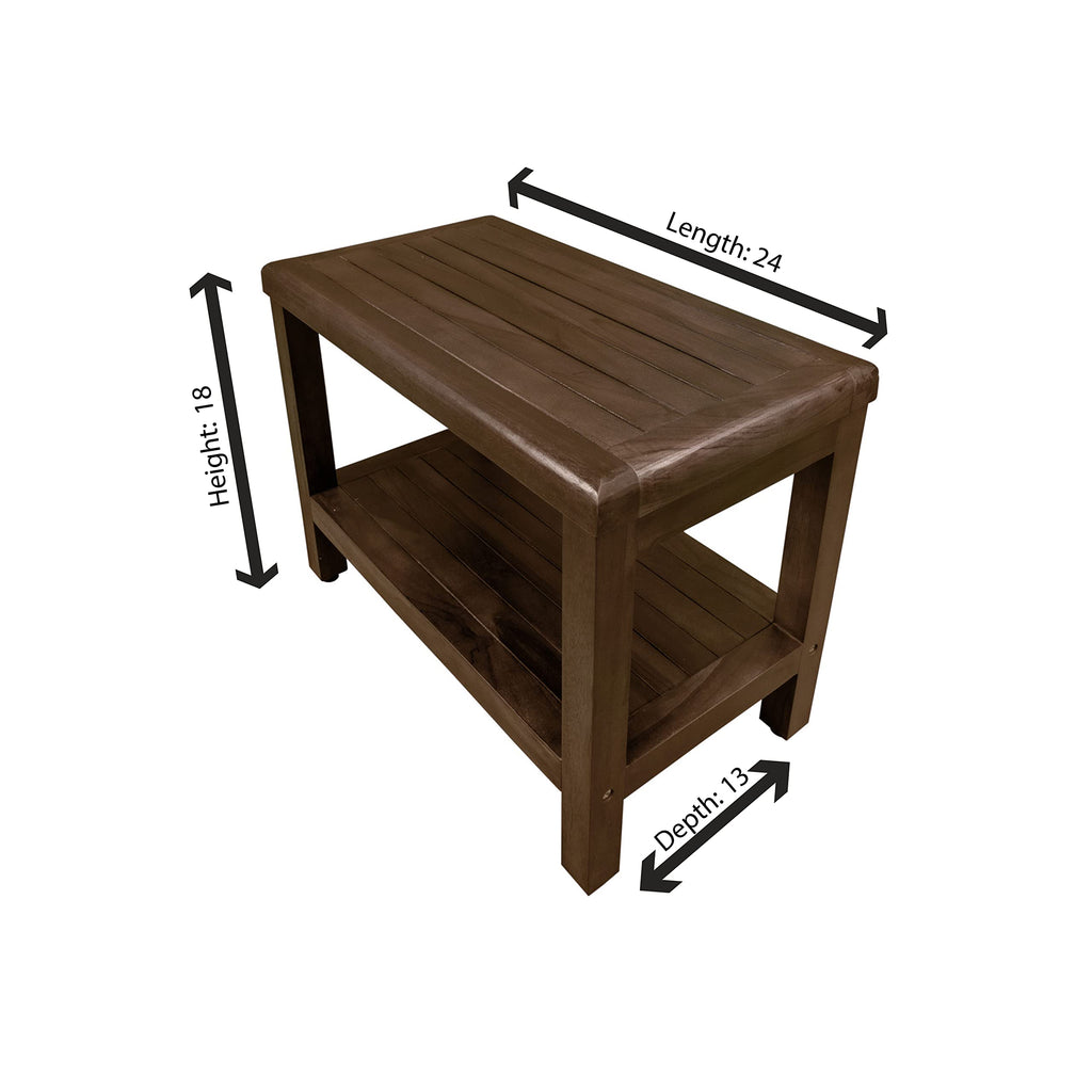 24" Teak Shower Bench with Shelf U54418