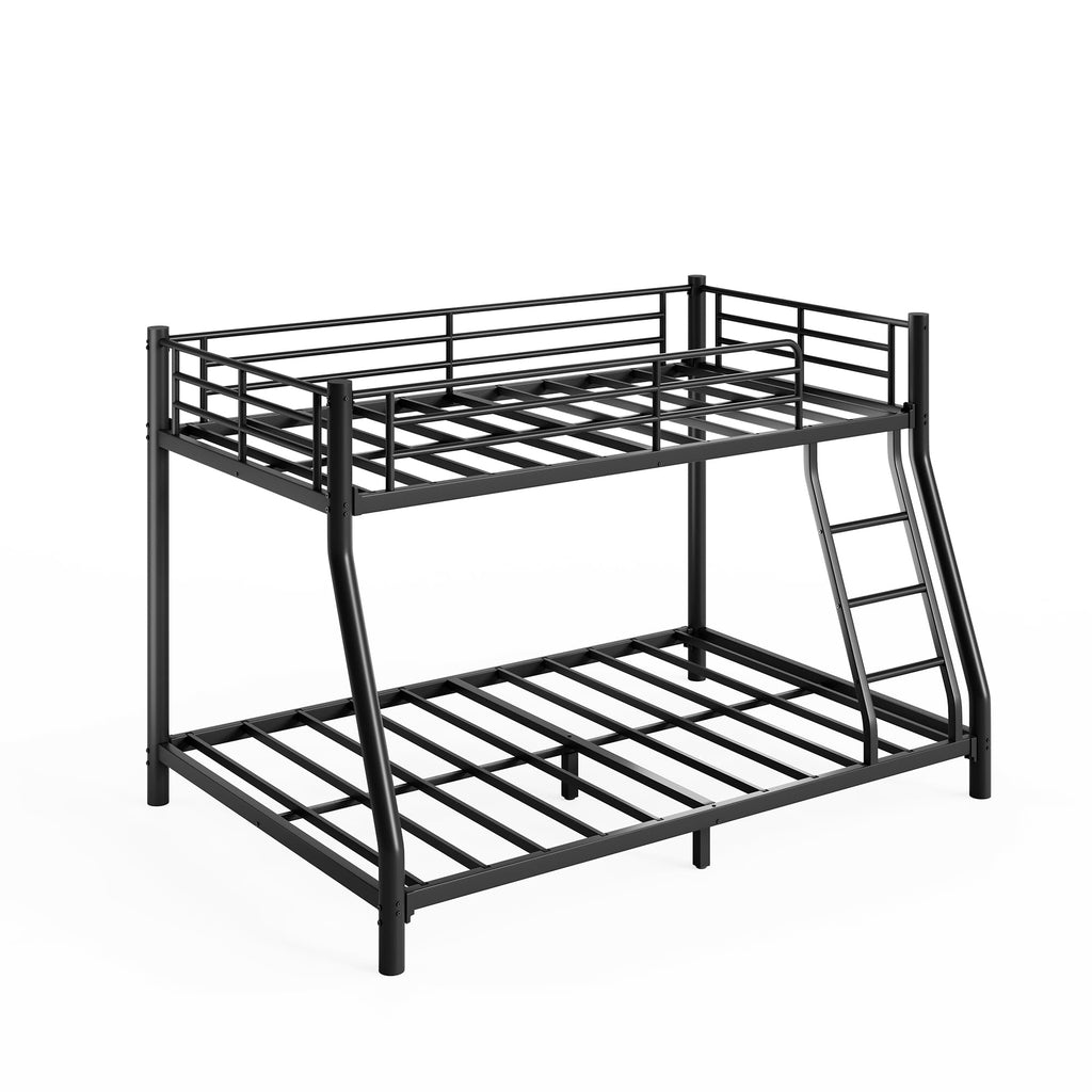 Twin Over Full Metal Bunk Bed with Guardrail and Ladder A95051