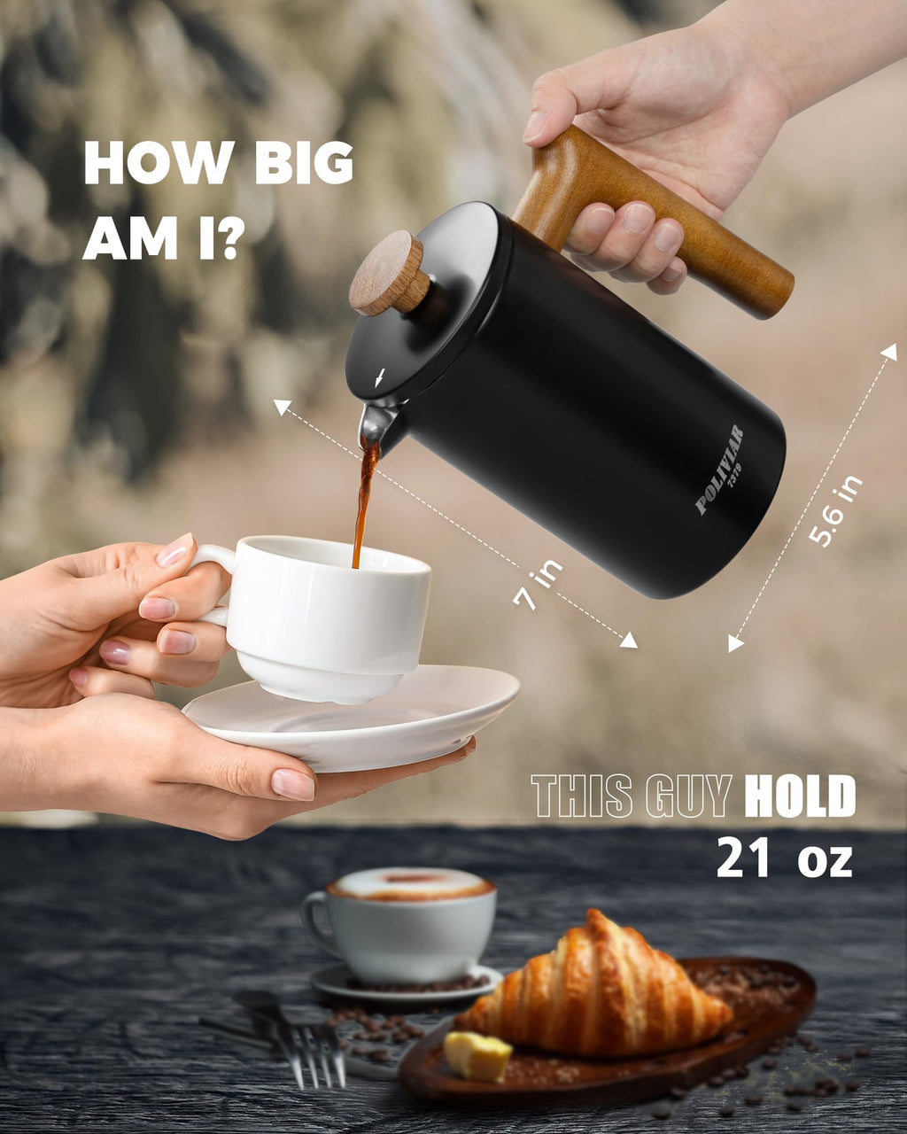 French Press Coffee Maker, 21oz, Black W237860