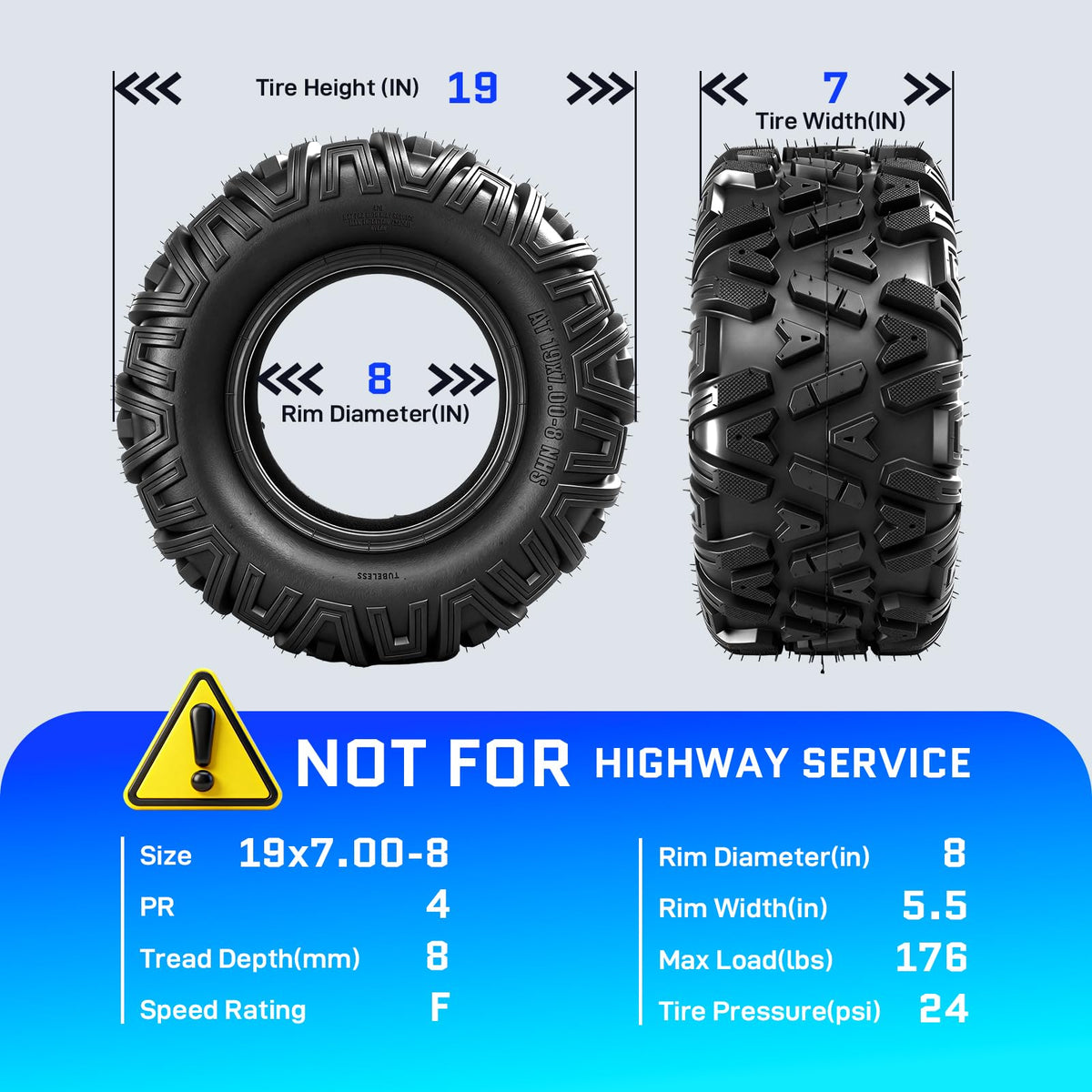 19x7-8 All-Terrain ATV Tires Pack of 2 X5789