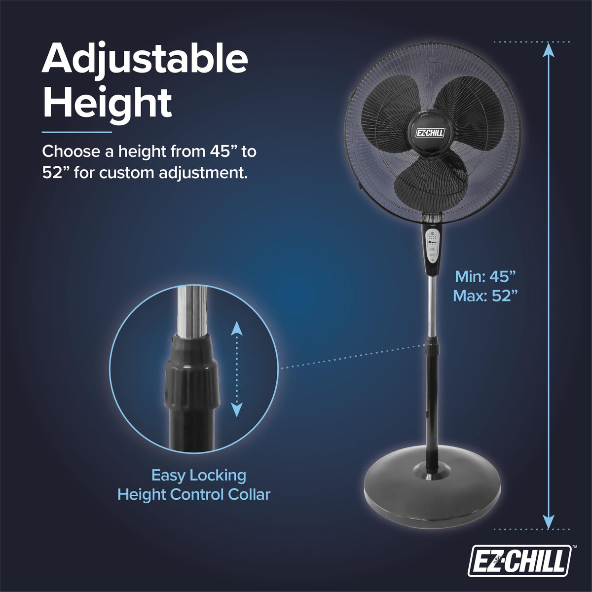 18" Oscillating Pedestal Fan with Remote Control, 3 Speed, Adjustable Height & Tilt Z616182