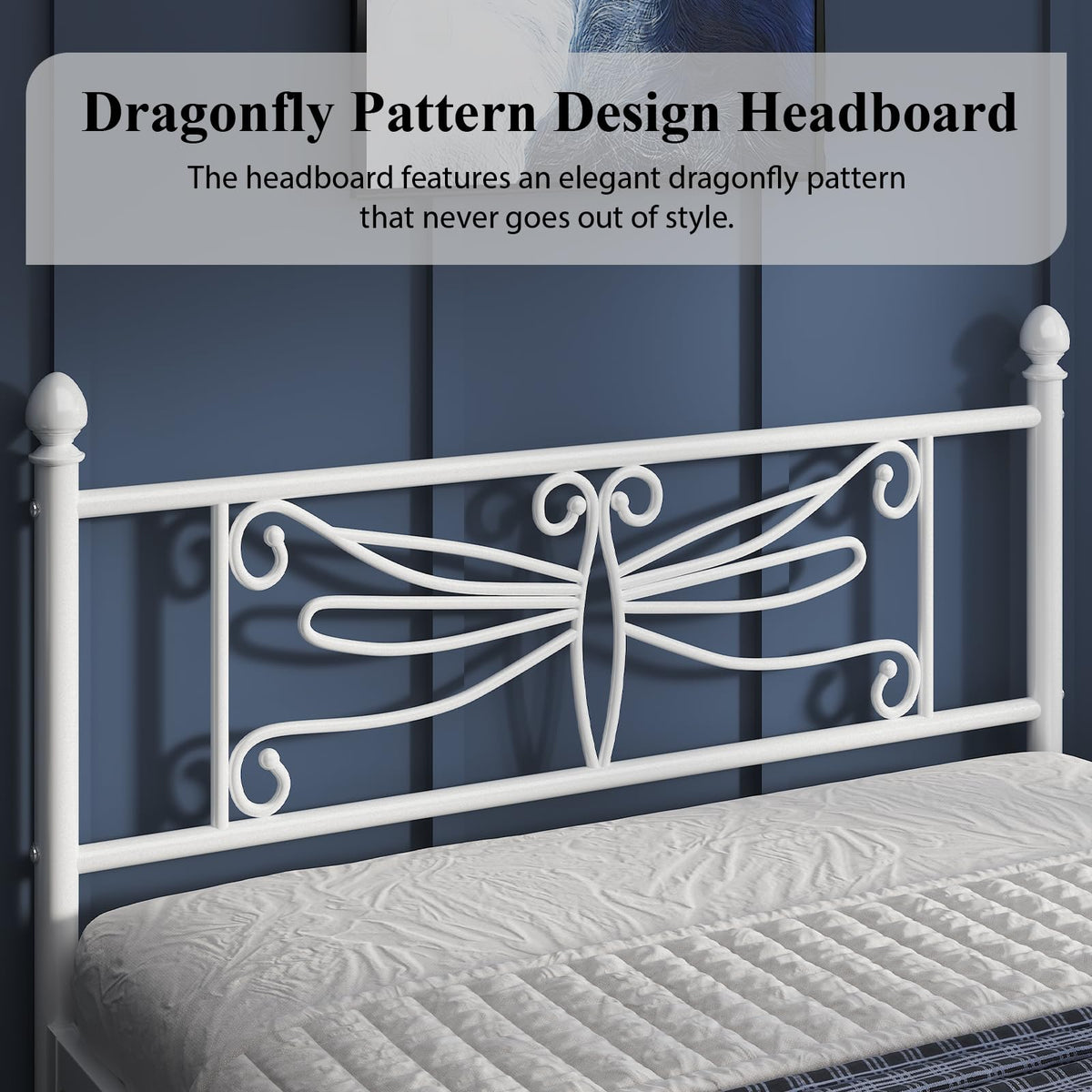 White Full Size Metal Platform Bed Frame S1326