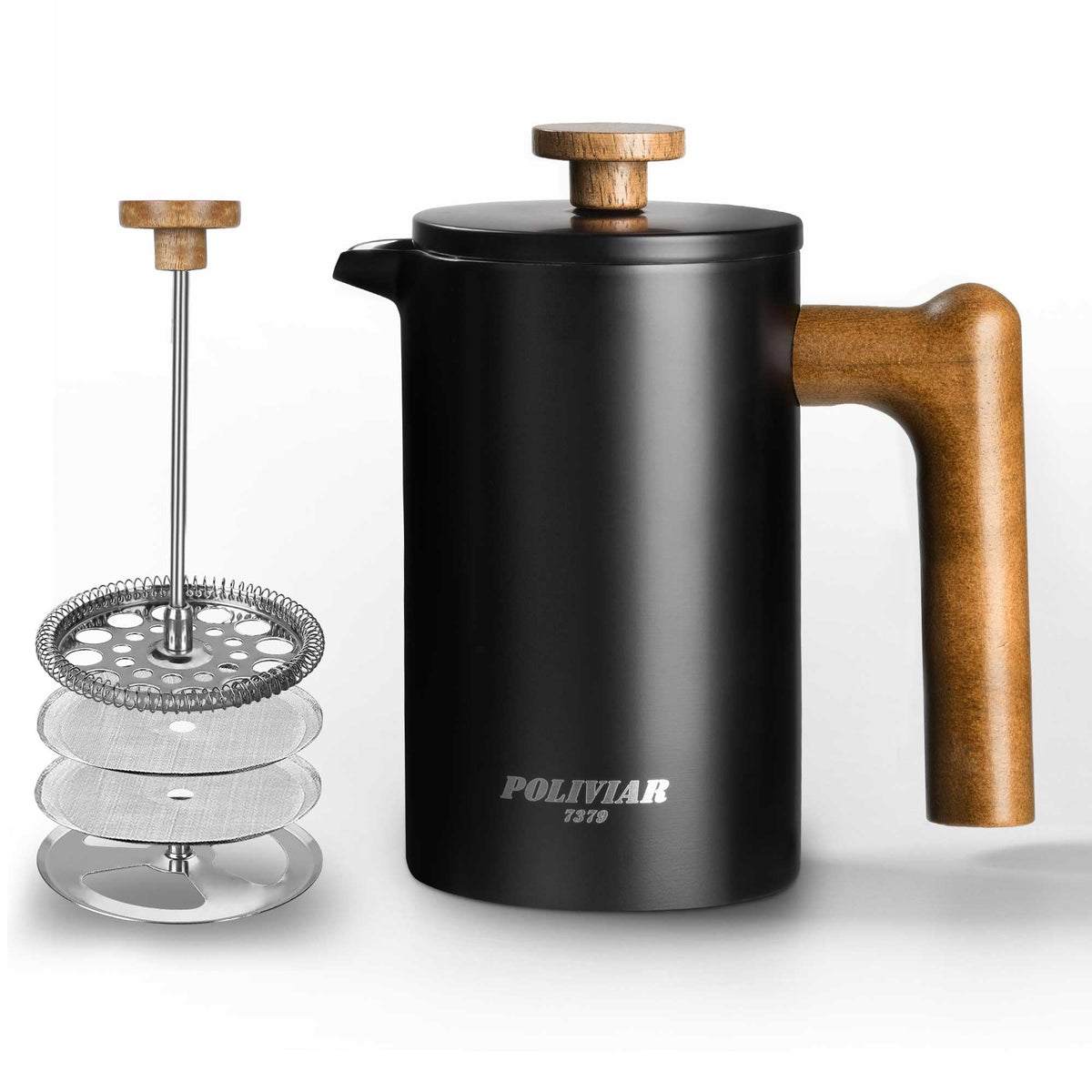 French Press Coffee Maker, 21oz, Black W237860