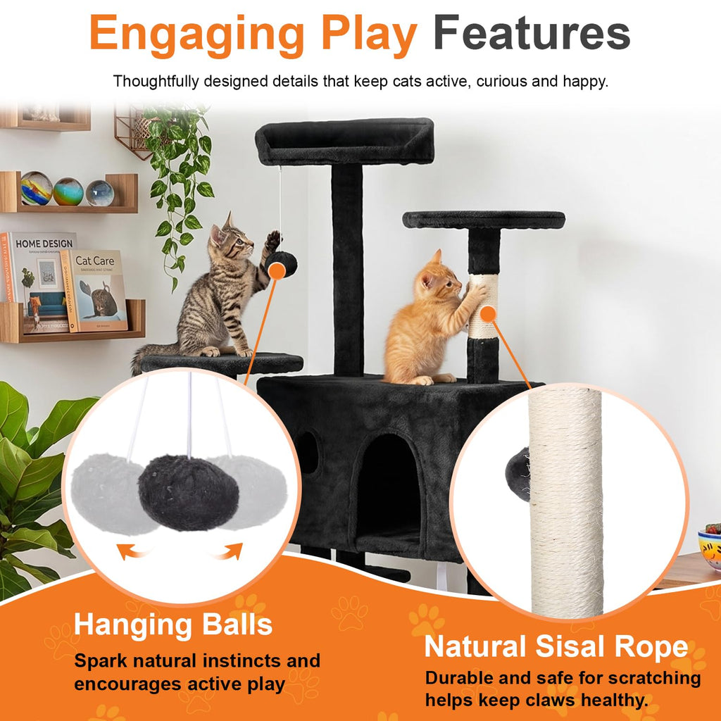 70" Dark Gray Cat Tree Tower W435260