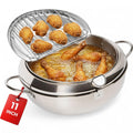 11-Inch Stainless Steel Deep Fryer Pot with Oil Thermometer Q105848