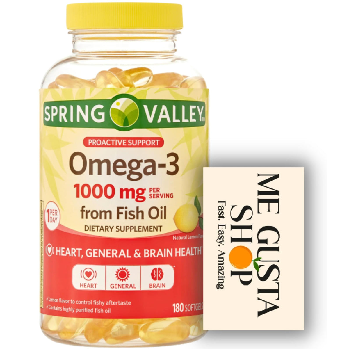 Omega-3 Fish Oil Soft Gels 1000 mg 180 Count W7635