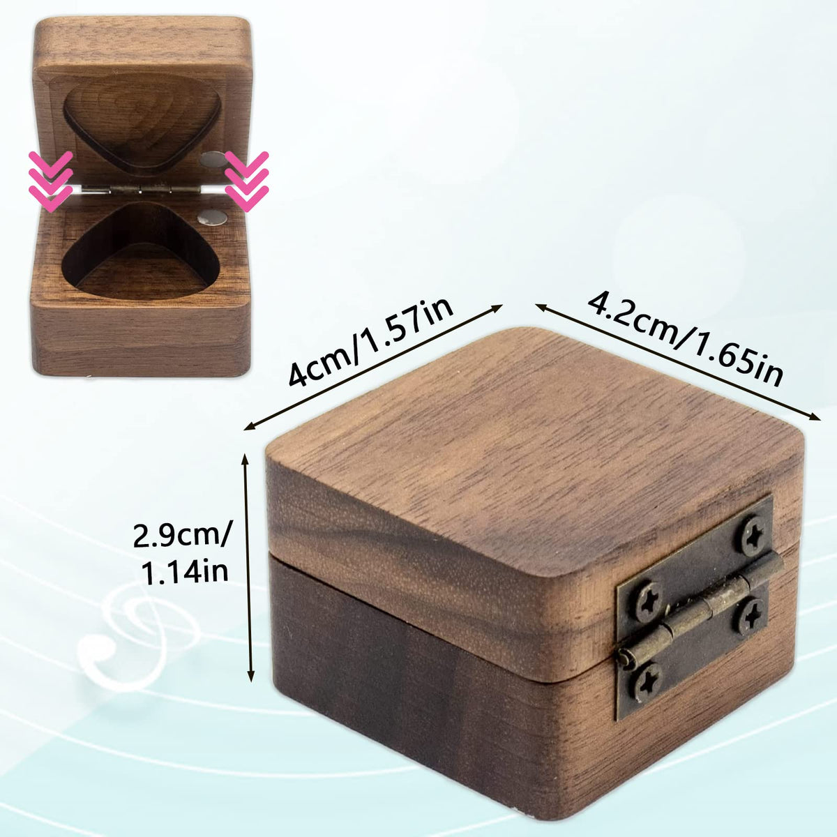 Wooden Guitar Pick Case Holder D568